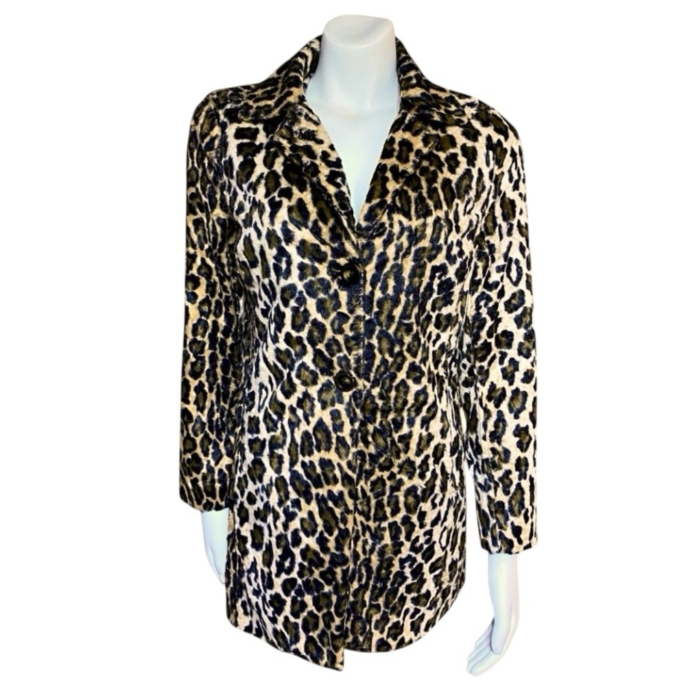 Chico’s Faux Fur Leopard Coat Jacket Size Small 4 / 6